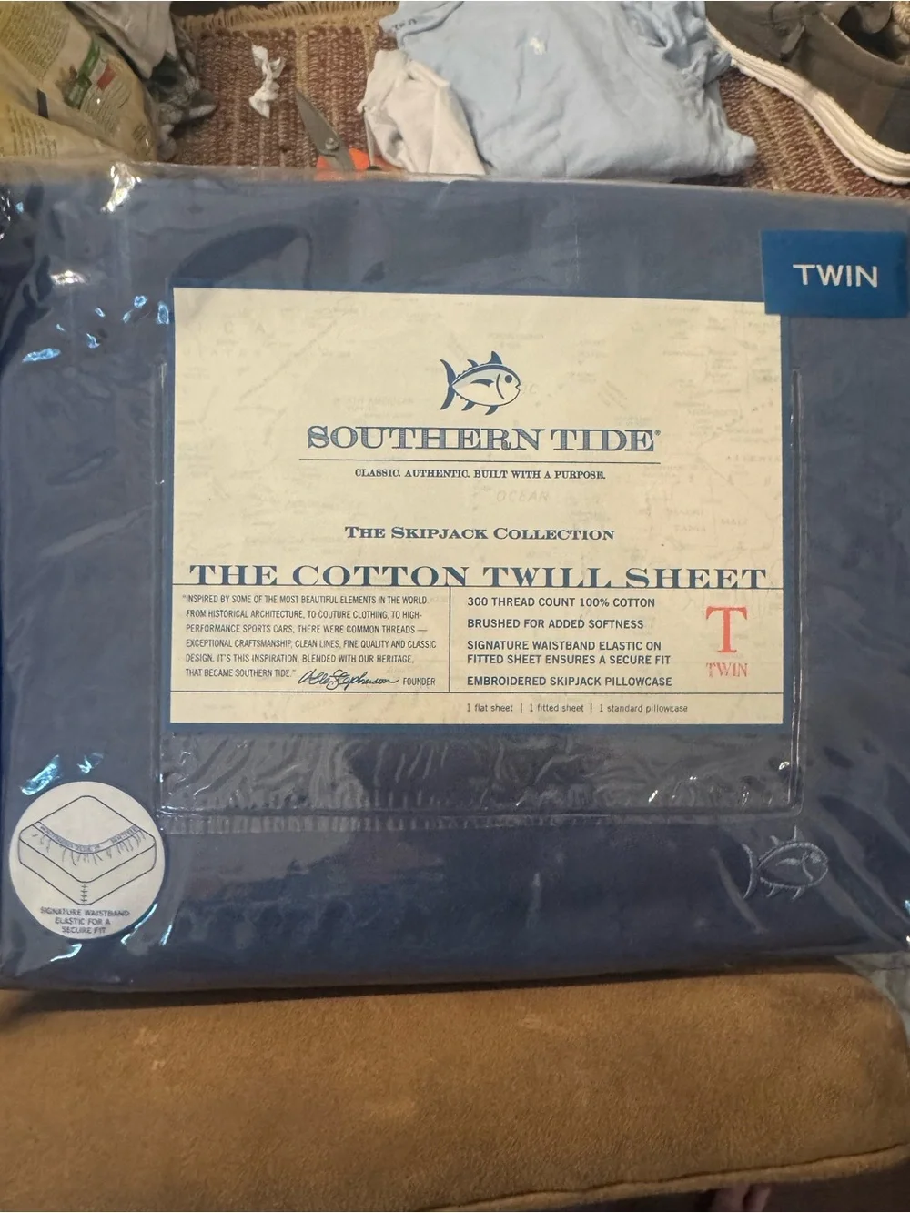 Southern Tide Navy Cotton Twill Sheet Set - Deep Navy